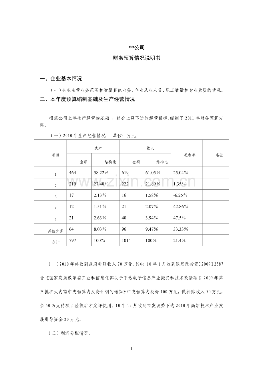 预算财务情况说明书1.doc_第1页