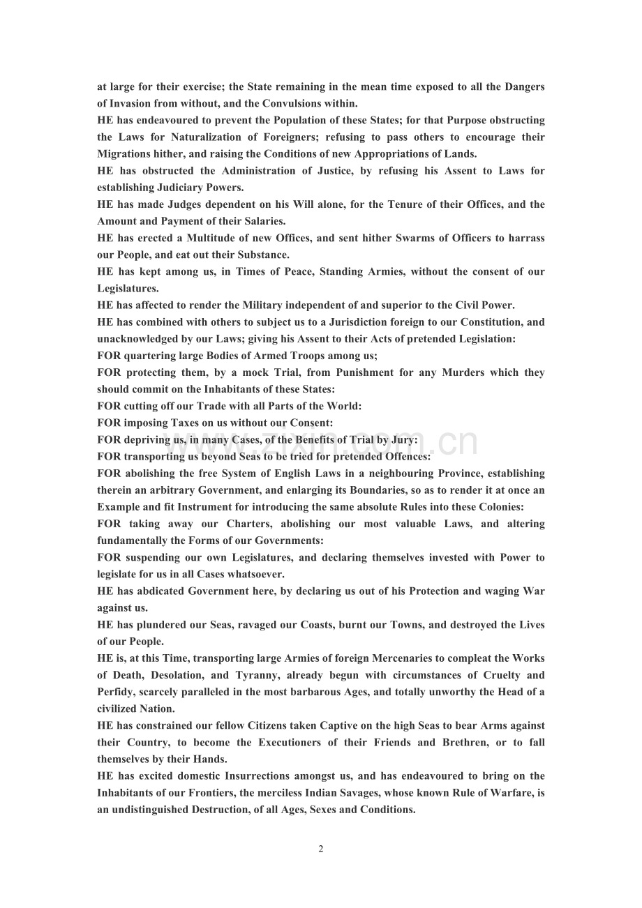 美国独立宣言-英文版.doc_第2页