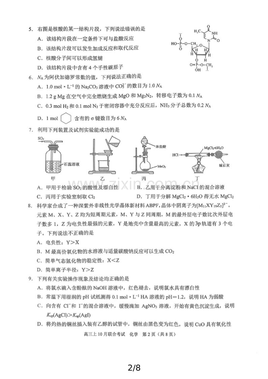 2025届重庆市拔尖强基联盟高三下学期10月联考-化学试题（含答案）.docx_第2页