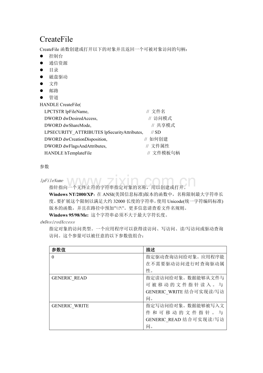 MSDN-Windows-API-CreateFile-函数-中文.doc_第1页