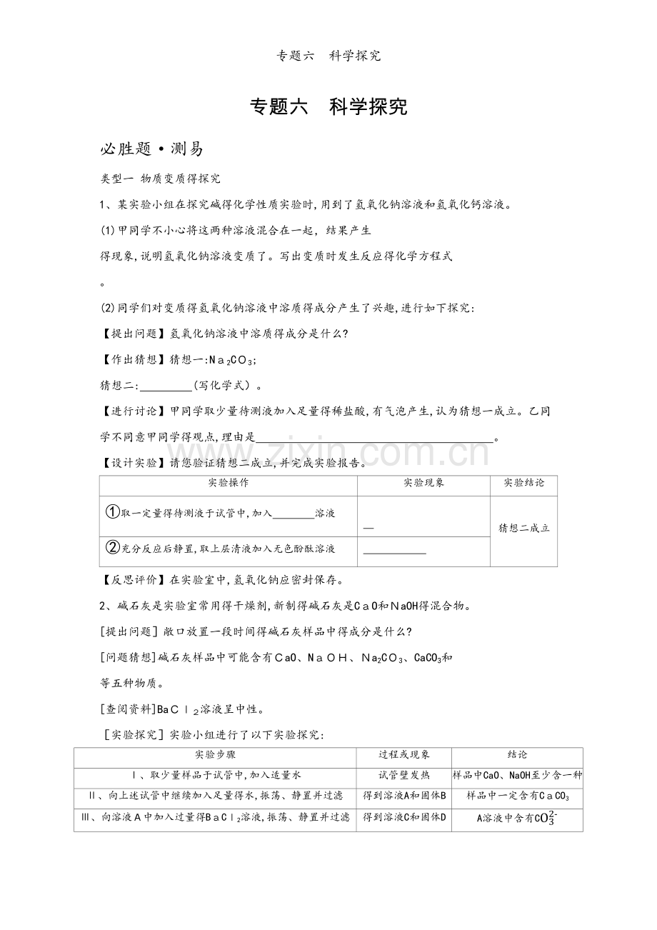 专题六　科学探究.docx_第1页