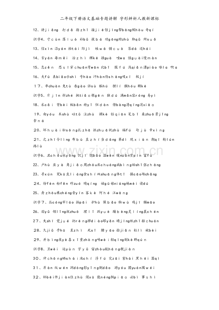 二年级下册语文基础专题讲解 字形辨析人教新课标.docx_第2页