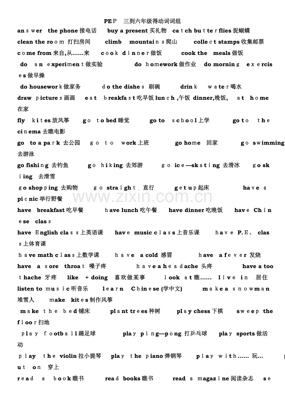 pep小学英语总复习(句型-短语-语法).doc_第1页