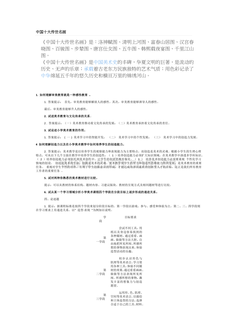 美术简答题汇总.docx_第1页