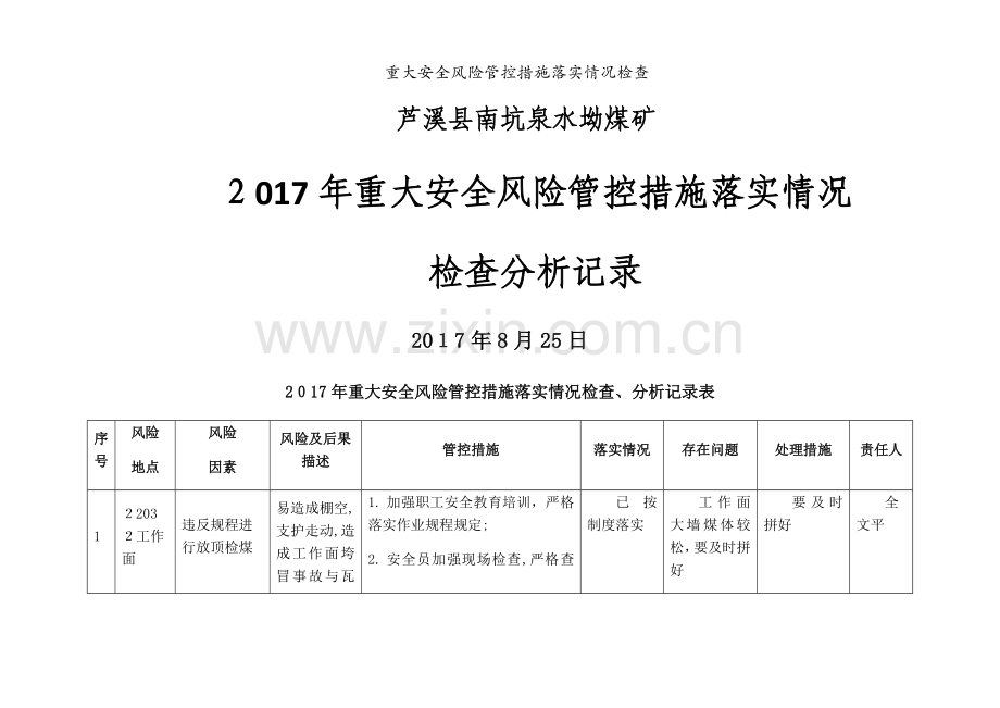 重大安全风险管控措施落实情况检查.doc_第1页