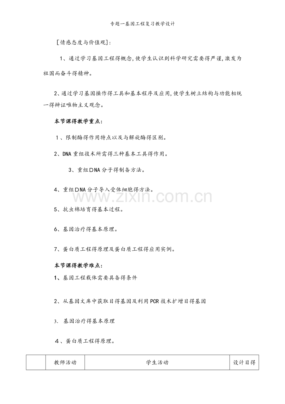 专题一基因工程复习教学设计.docx_第2页