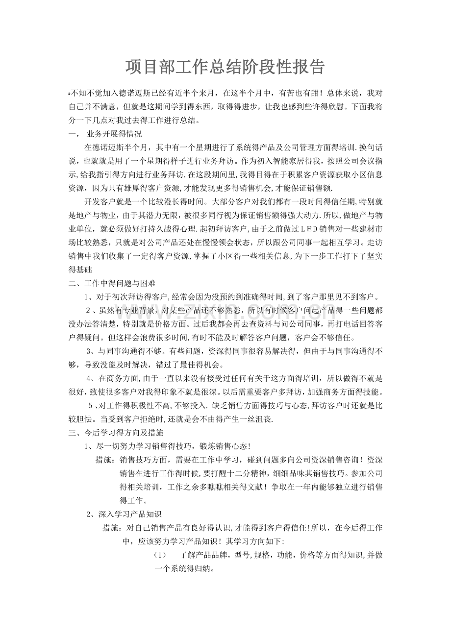 项目部阶段性工作总结报告.doc_第1页