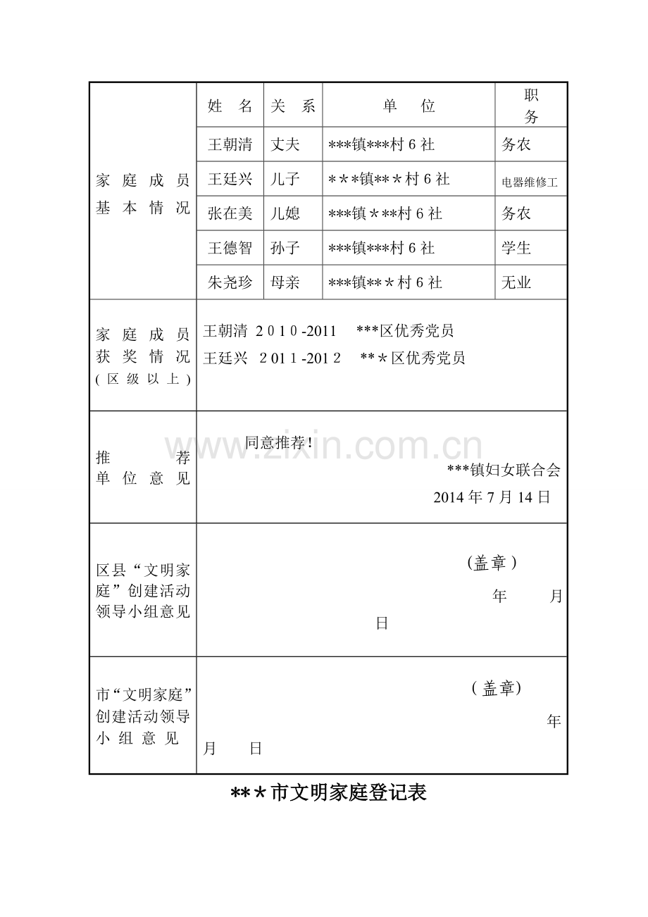 文明家庭(9份)推荐表.doc_第2页