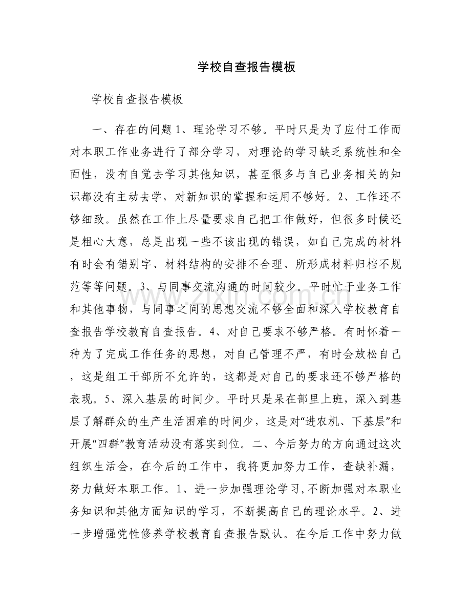学校自查报告模板.docx_第1页