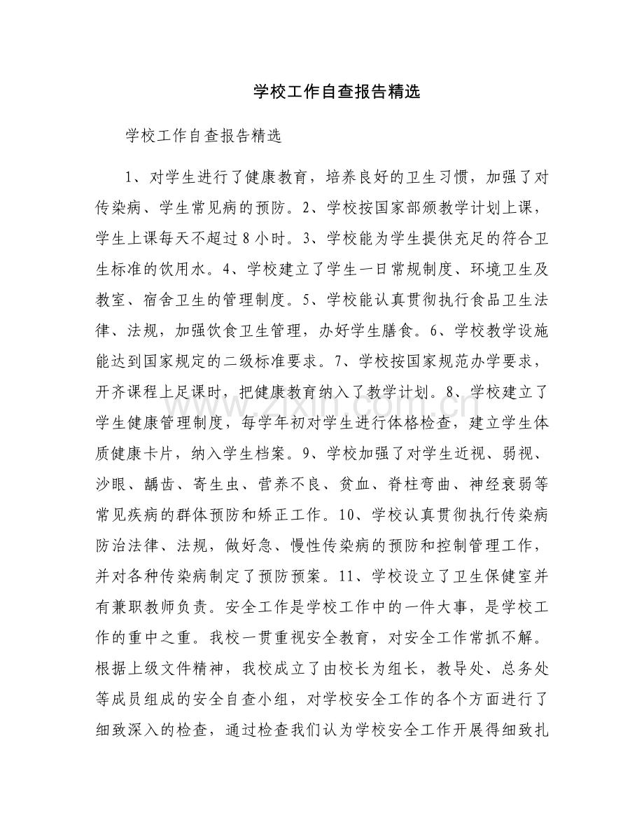 学校工作自查报告.docx_第1页