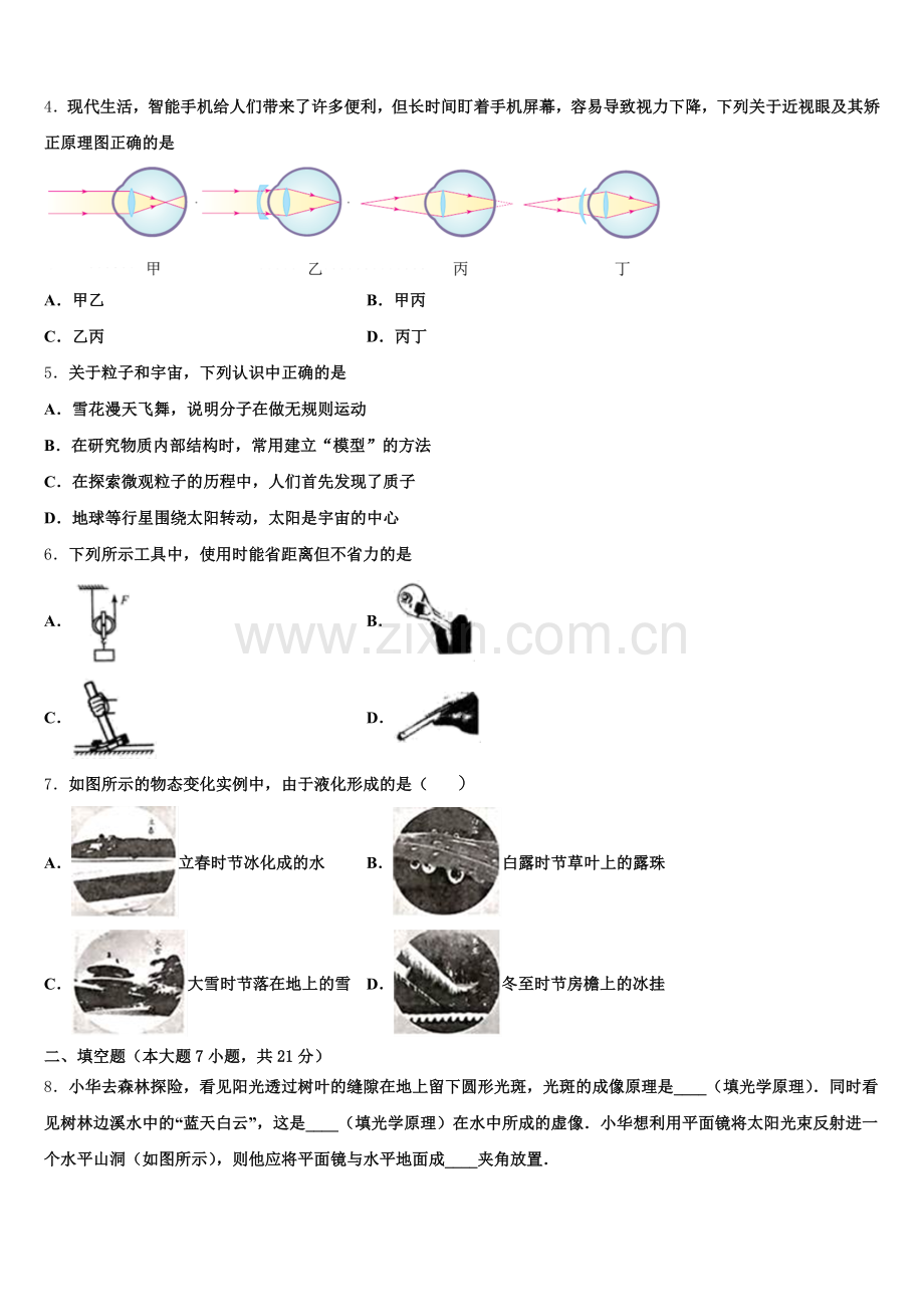 四川省乐山市2025年5月初三月考物理试题含解析.doc_第2页