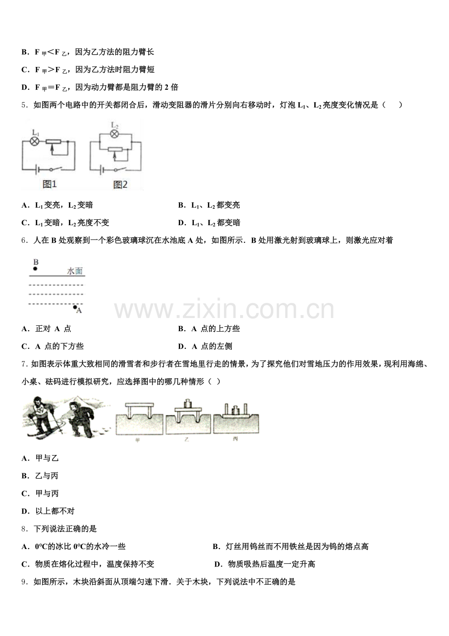 无锡市重点中学2025届中考物理试题全真模拟密押卷含解析.doc_第2页