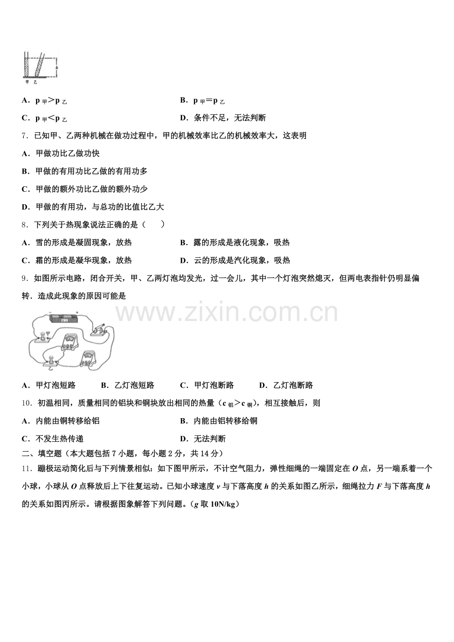 2025年辽宁省锦州市名校初三下学期防疫期间“停课不停学”网上周考（二）物理试题含解析.doc_第2页