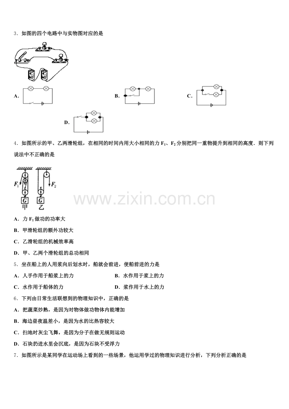 陕西省安康市2025年中考适应性月考卷（四）物理试题含解析.doc_第2页