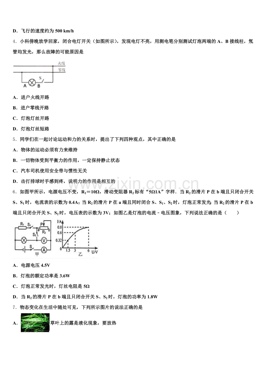 2025届安徽马鞍山和县联考初三物理试题下学期期中考试物理试题含解析.doc_第2页