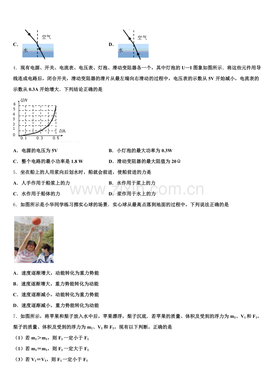 2024-2025学年黑龙江省大兴安岭初三下第二次测试（物理试题文）试题含解析.doc_第2页