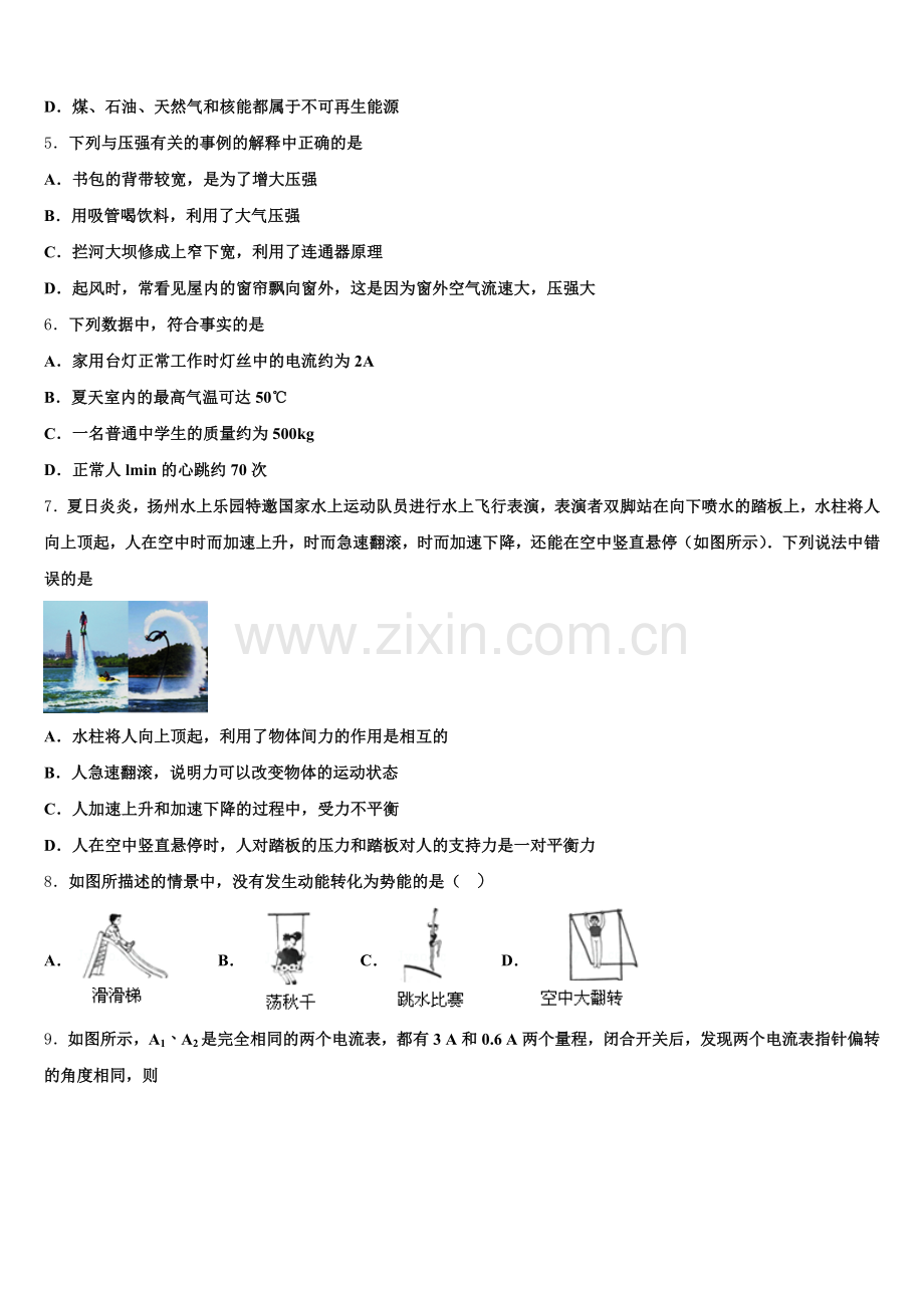 2025届山东省齐河、夏津、临邑、禹城、武城五县达标名校初三下学期模拟（二）测试物理试题含解析.doc_第2页