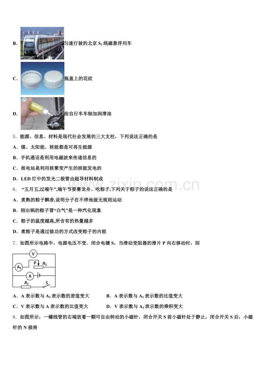 2025年浙江宁波董玉娣中学中考物理试题模拟卷（1）含解析.doc_第2页