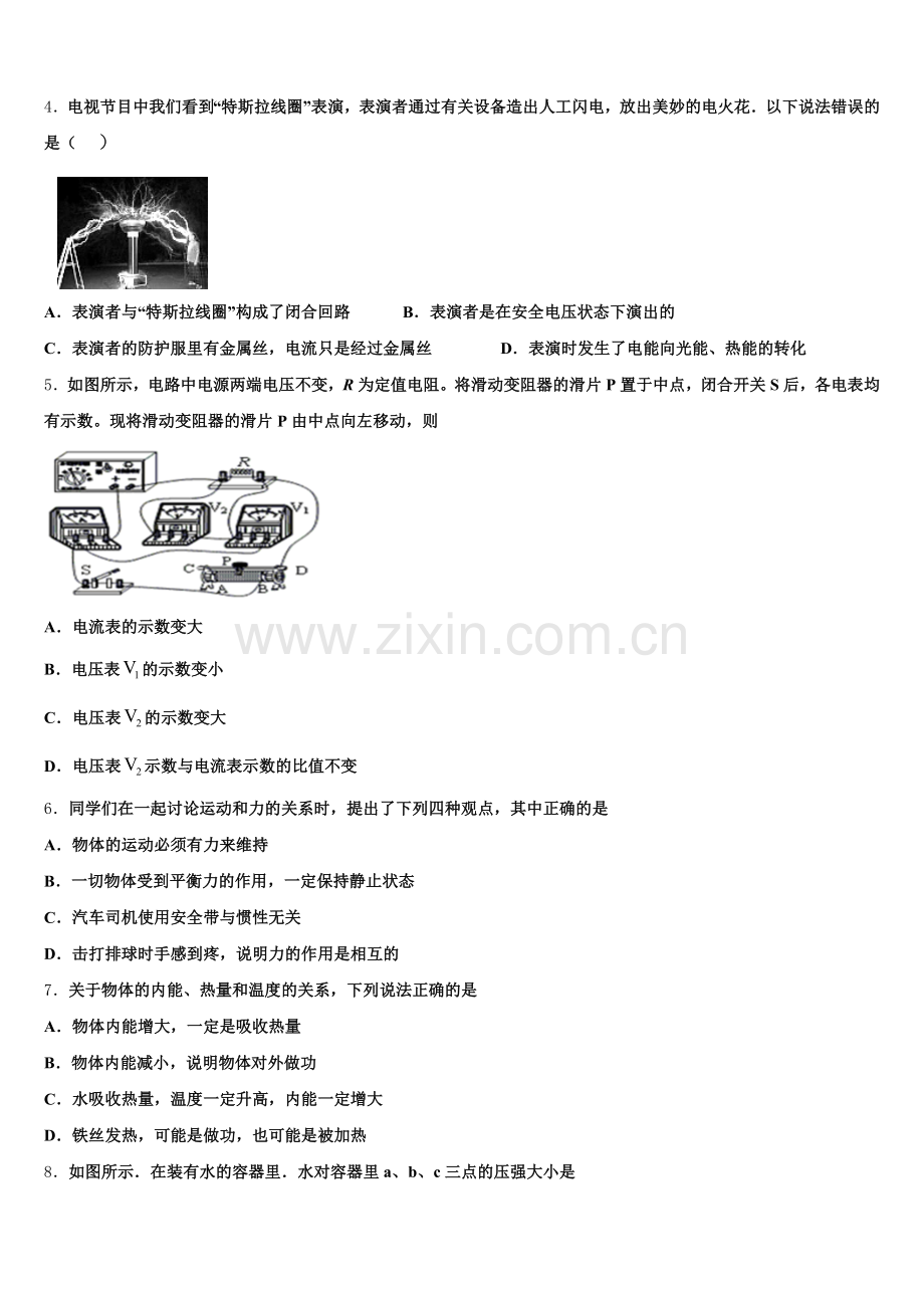 山西省壶关县市级名校2024-2025学年中考模拟考试试题物理试题试卷含解析.doc_第2页