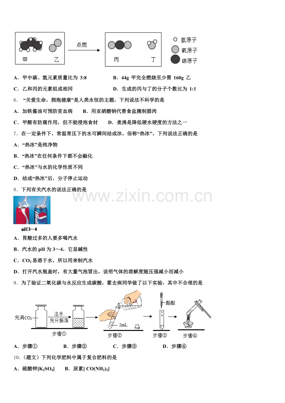 2024-2025学年北京市首都师范大附属中学初三3月7号月考化学试题试卷含解析.doc_第2页