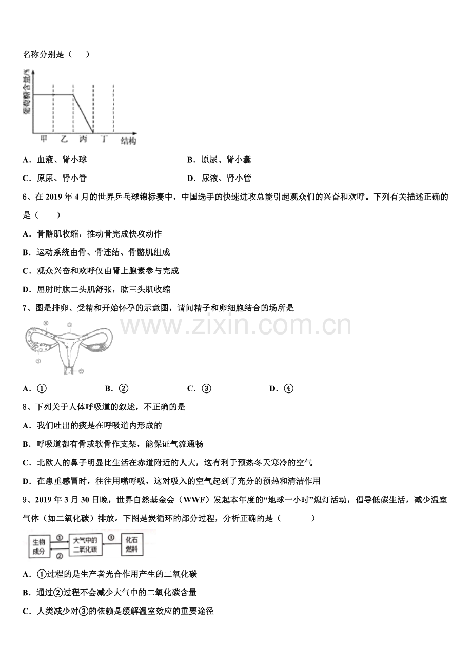 福建省（南平厦门福州漳州市）2024-2025学年初三5月模拟（三模）生物试题文试题含解析.doc_第2页