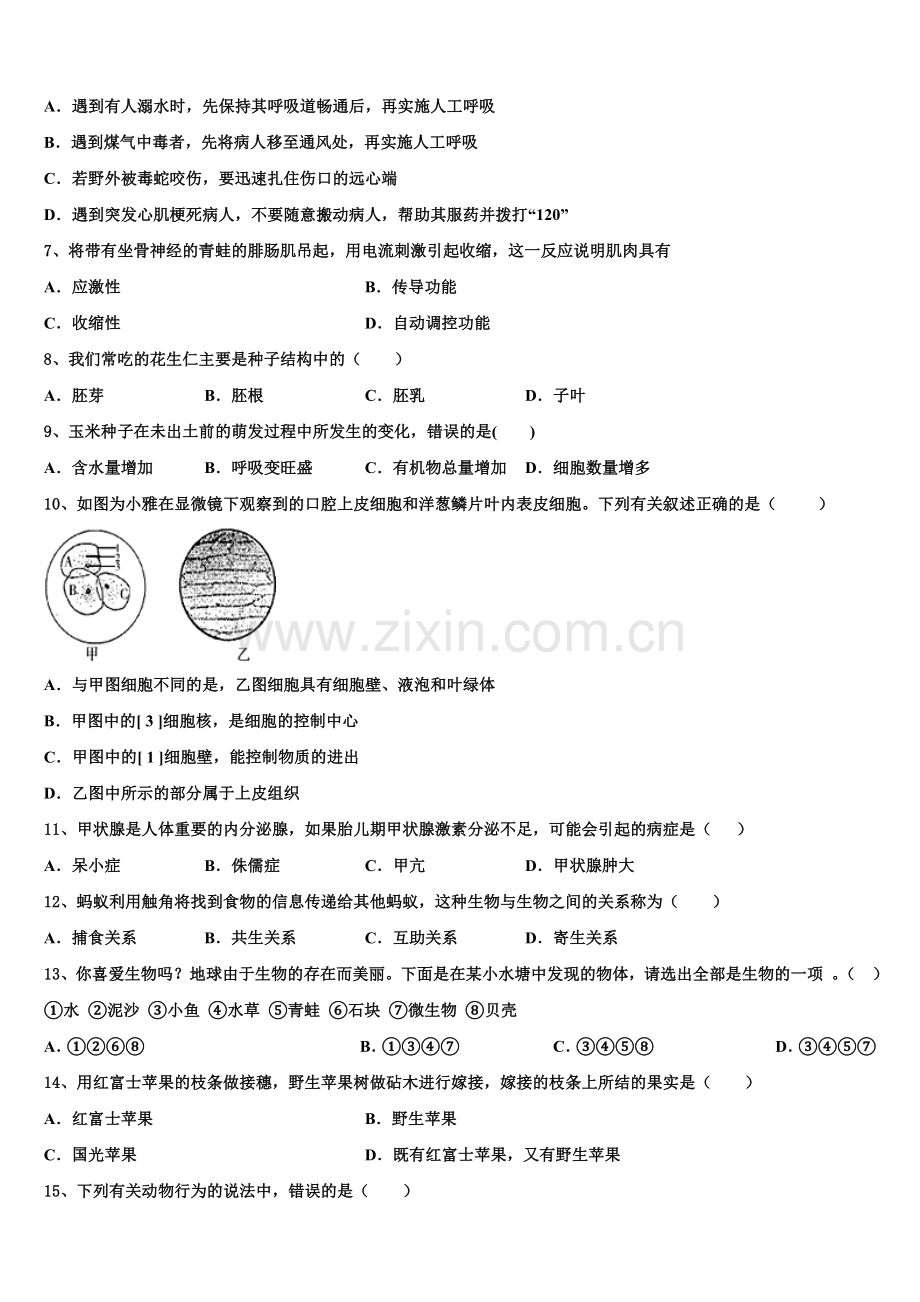江西省新余市名校2024-2025学年初三下学期第二次阶段（期中）考试题含解析.doc_第2页