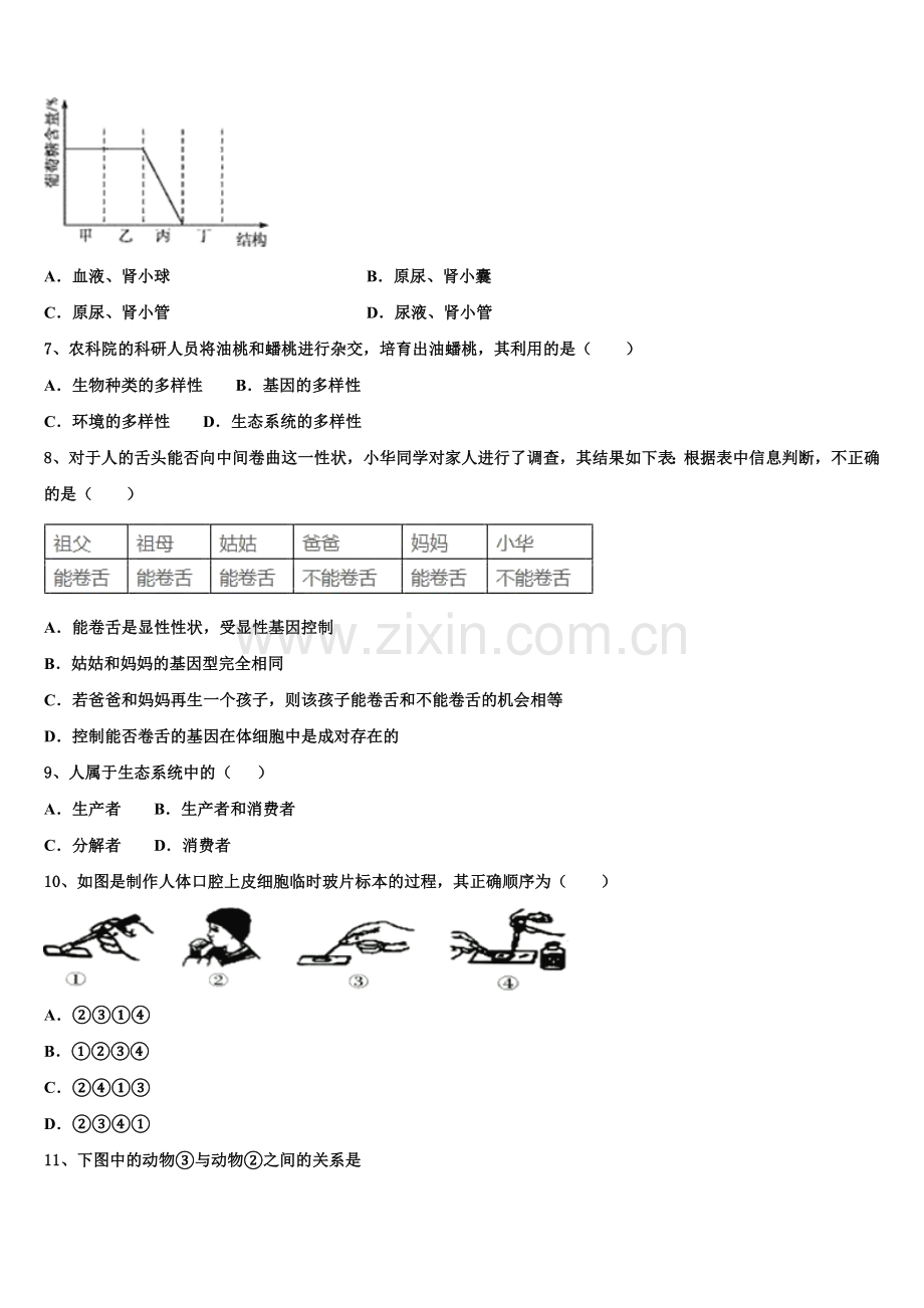 2025年深圳罗湖区五校联考初三第四次月考（4月）生物试题含解析.doc_第2页