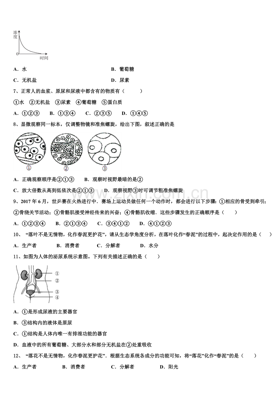 河北省沧州市孟村县2024-2025学年初三下学期5月质量检测试题生物试题含解析.doc_第2页