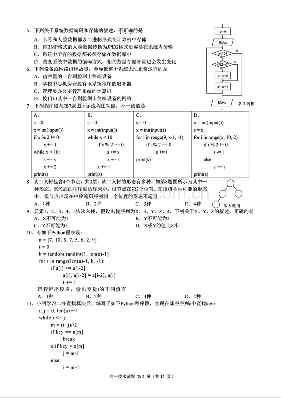 2025届浙江省9+1联盟高三下学期11月期中考-技术试卷（含答案）.docx_第2页