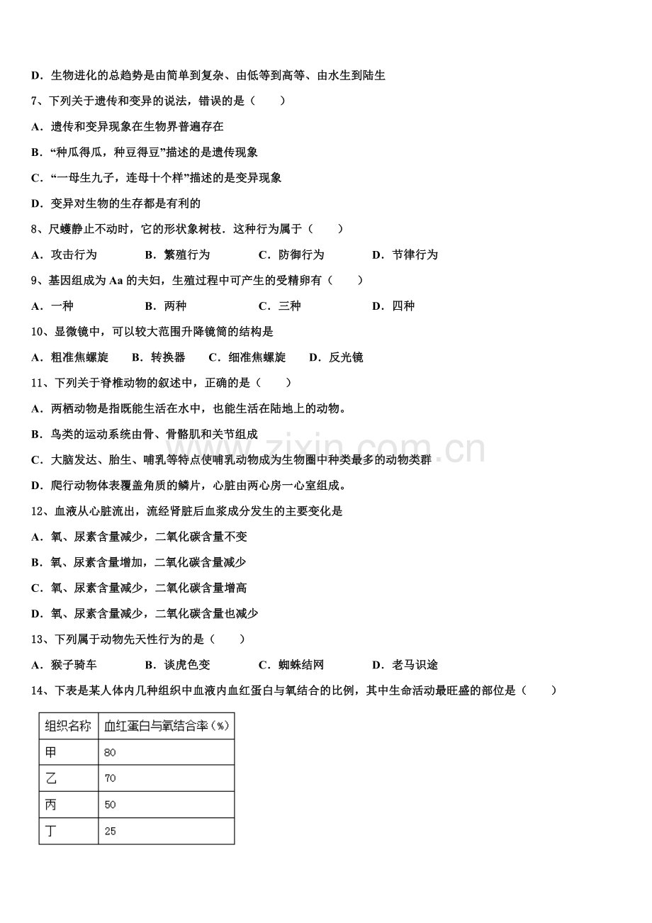 云南省遵义市仁怀县重点中学2025届初三下学期5月联考试题含解析.doc_第2页