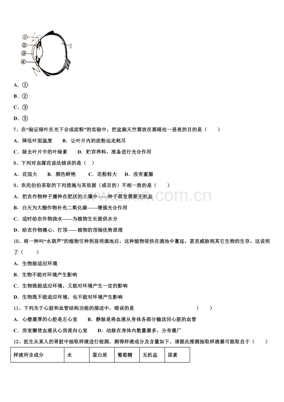 湖北省武汉市市级名校2025届初三5月学段考试生物试题含解析.doc_第2页
