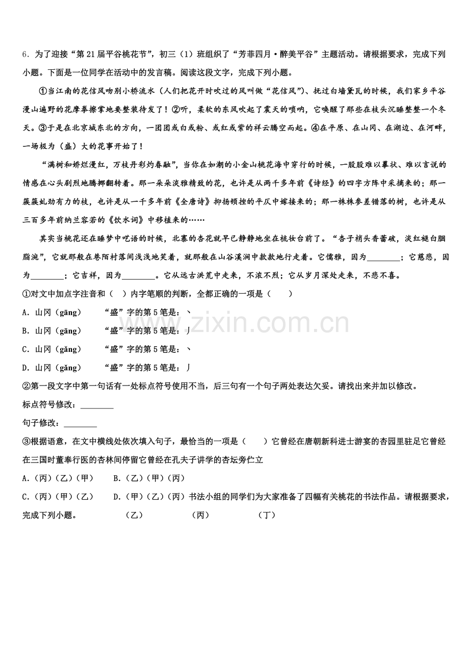 2025届湖南省岳阳市岳阳县达标名校初三下学期质量检测试题考试(三)语文试题含解析.doc_第2页