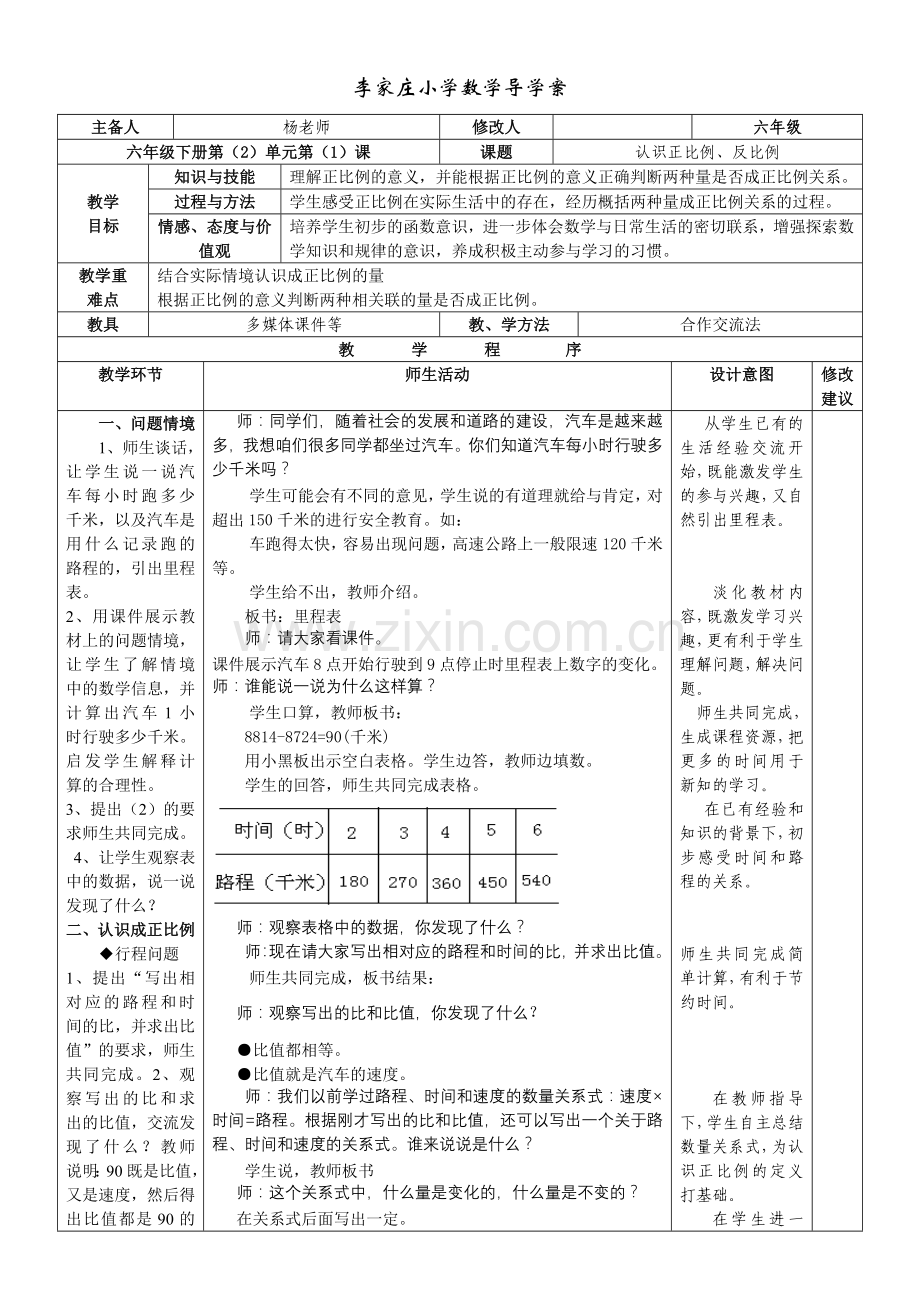 冀教版六年级数学下正、反比例导学案.doc_第1页