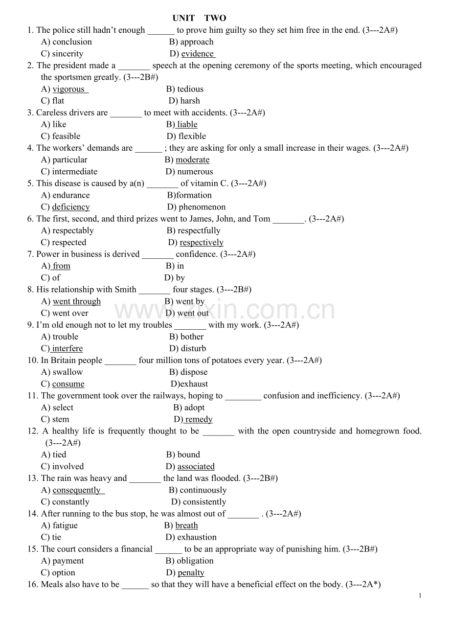 新视野大学英语三级题库单选148.doc_第1页