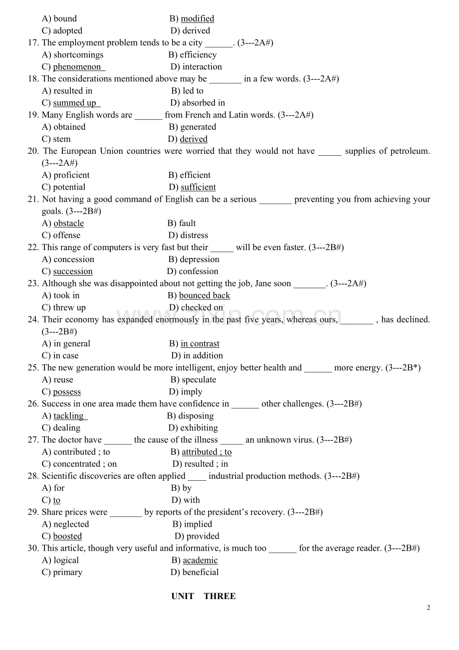 新视野大学英语三级题库单选148.doc_第2页