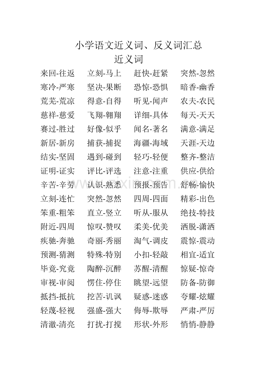 小学语文近义词、反义词汇总.docx_第1页