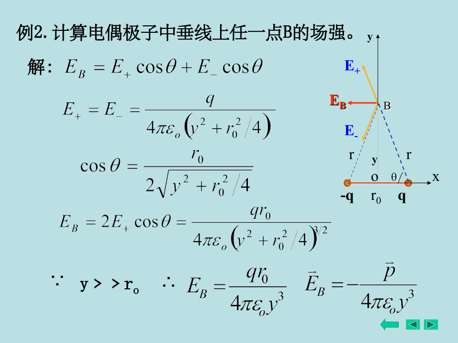 例1计算在电偶极子延长线上任一点A的场强.ppt_第2页