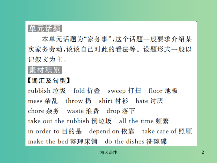 八年级英语下册Unit3Couldyoupleasecleanyourroom第6课时写作指导新版人.ppt_第2页