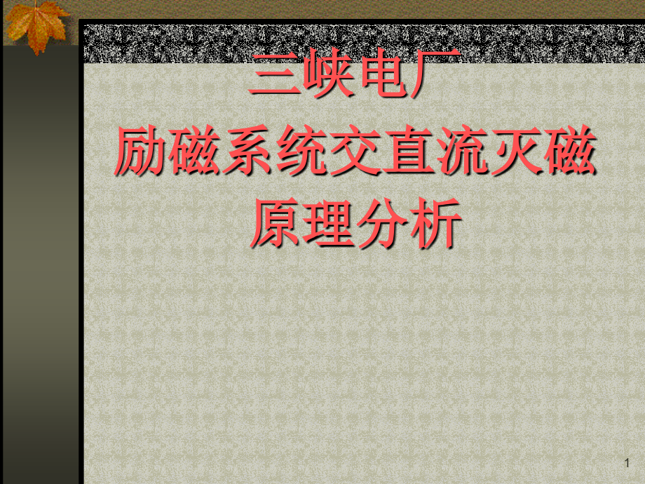 三峡电厂励磁系统交直流灭磁原理分析.ppt_第1页