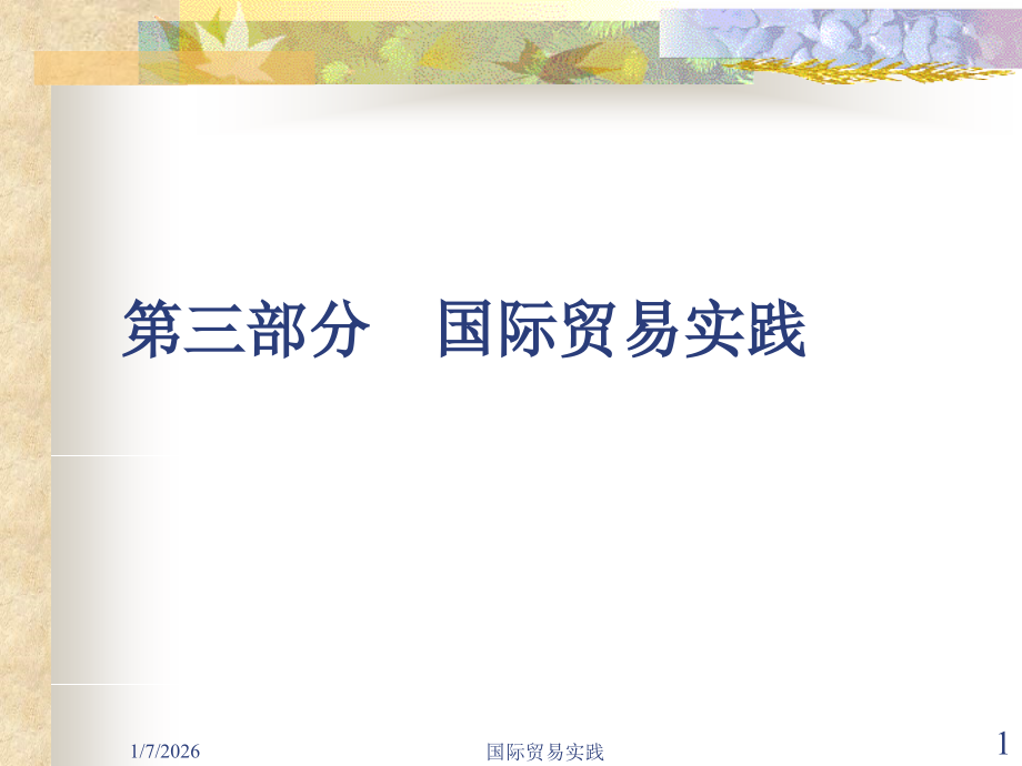 川大国际经济学教案 第三部分国际贸易实践.ppt_第1页