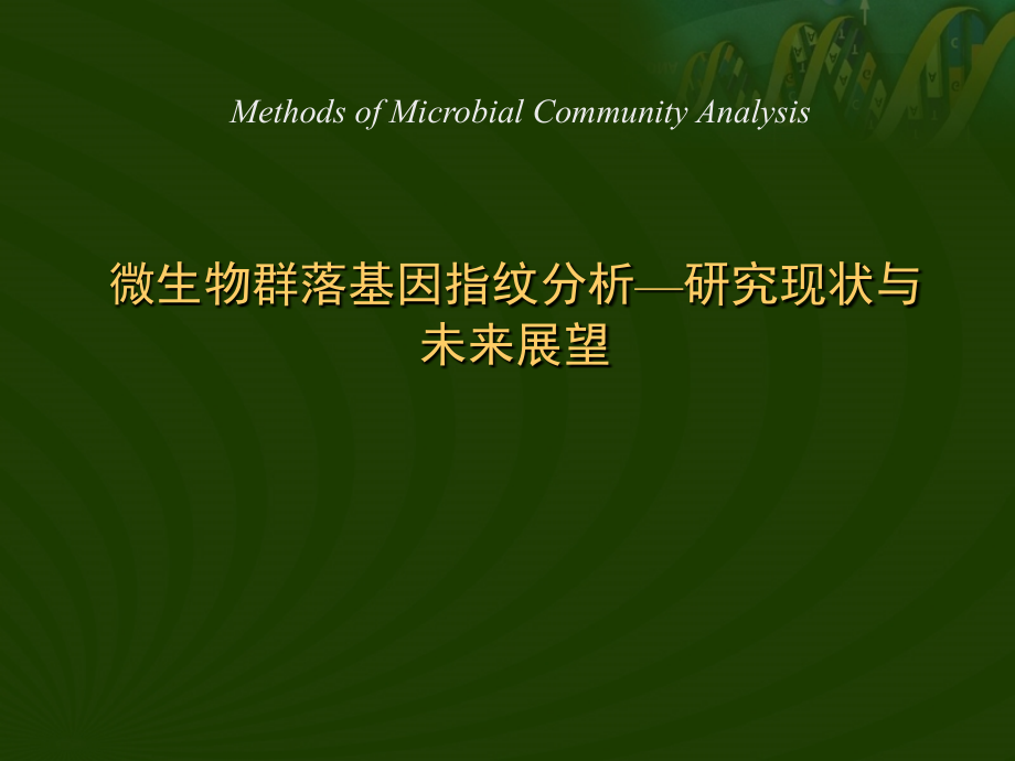 微生物群落基因指纹分析—研究现状与未来展望.ppt_第1页