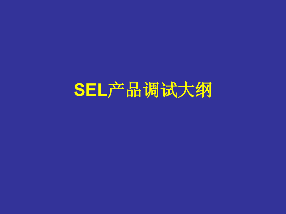 SEL调试大纲.ppt_第1页