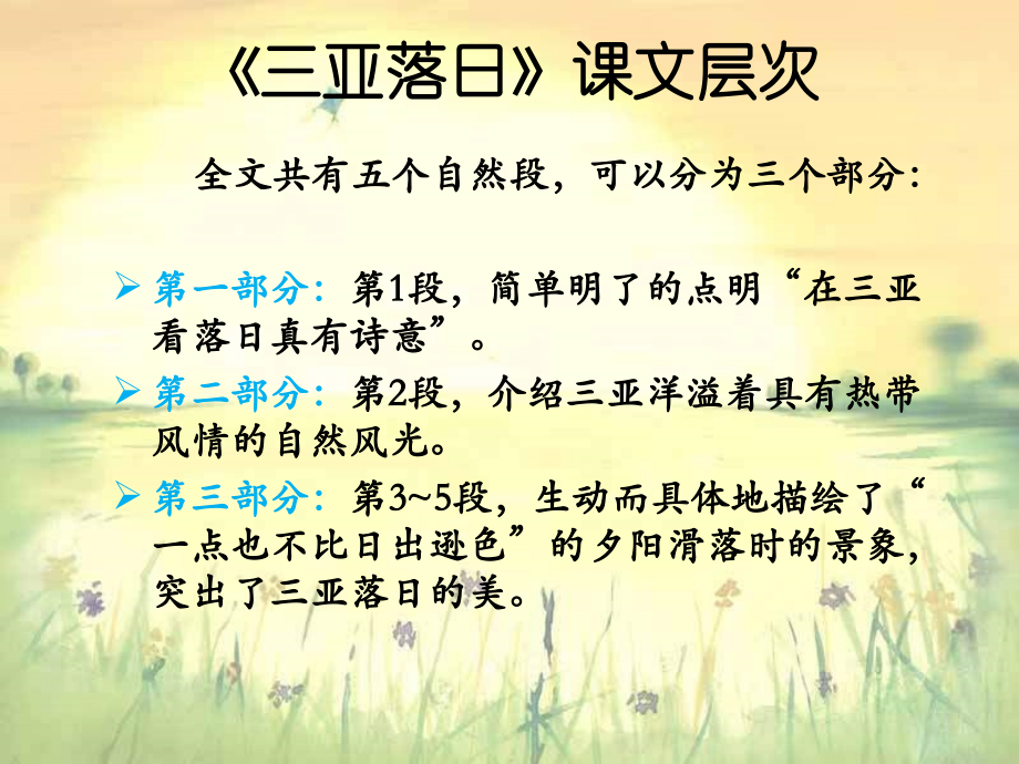 《三亚落日》课文层次.ppt_第1页