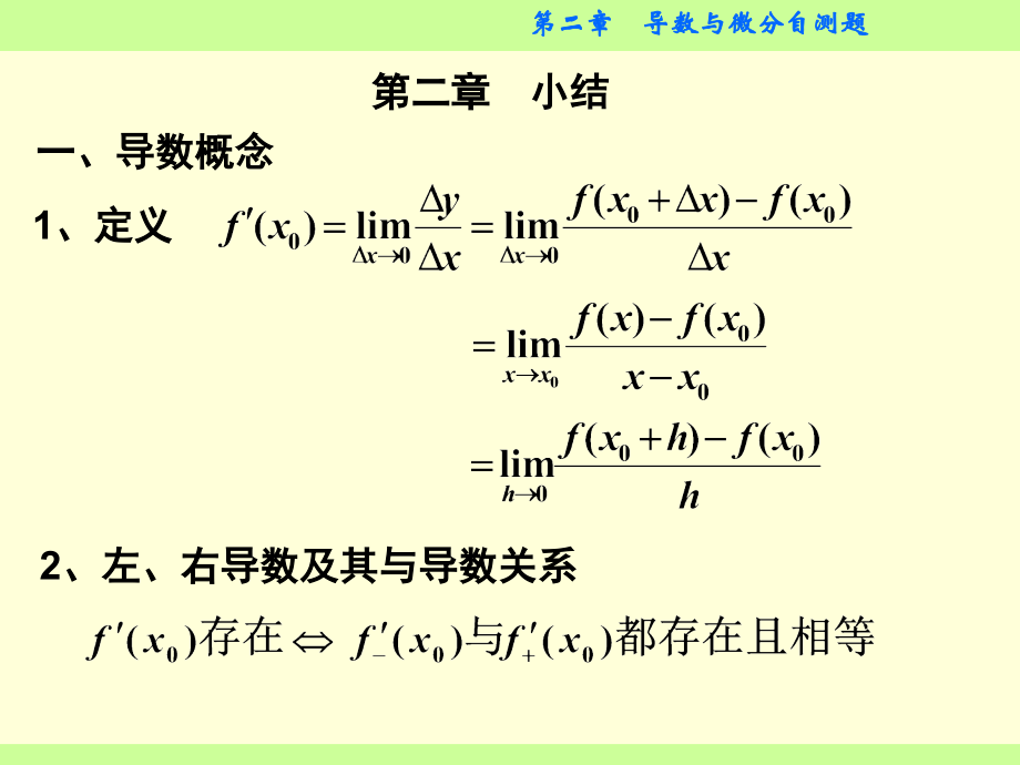 第2章导数与微分单元自测题.ppt_第1页