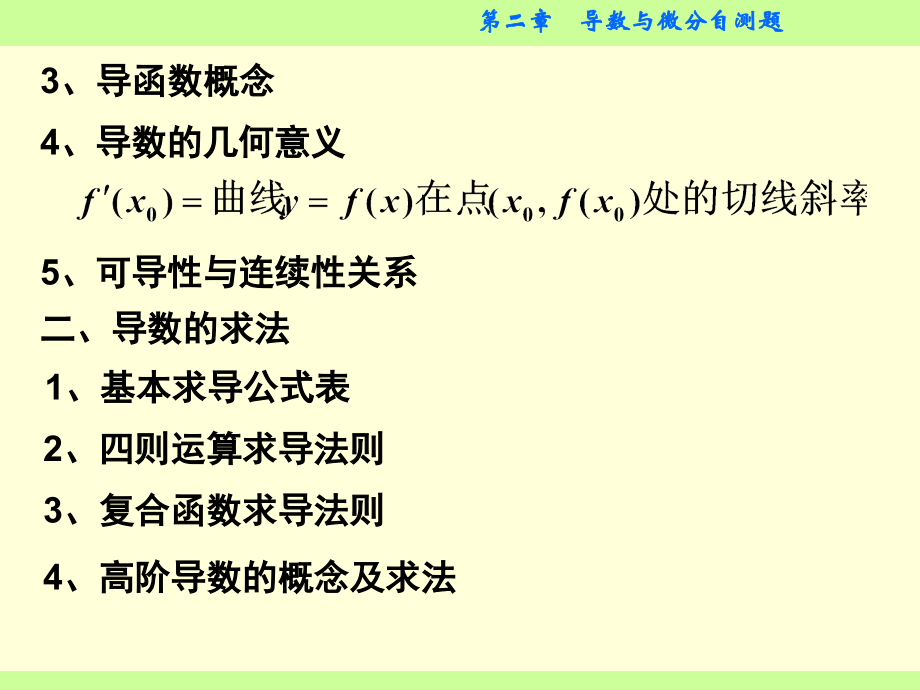第2章导数与微分单元自测题.ppt_第2页