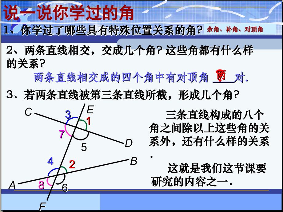 初中一年级数学下册第二章-平行线与相交线课件.ppt_第2页