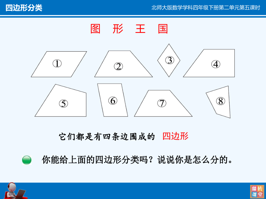 小学数学北师大四年级北师大版四年级数学下册《四边形分类》.ppt_第2页