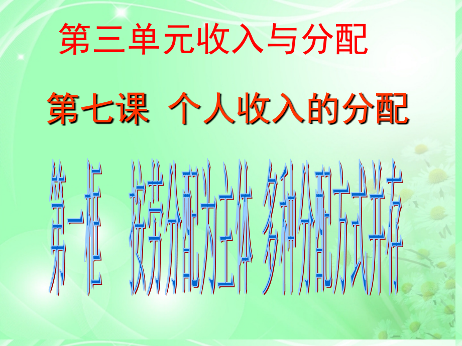 浙江省岱山县大衢中学高中政治《经济生活-》按劳分配为主体多种分配方式并存课件-新人教版必修1.ppt_第1页