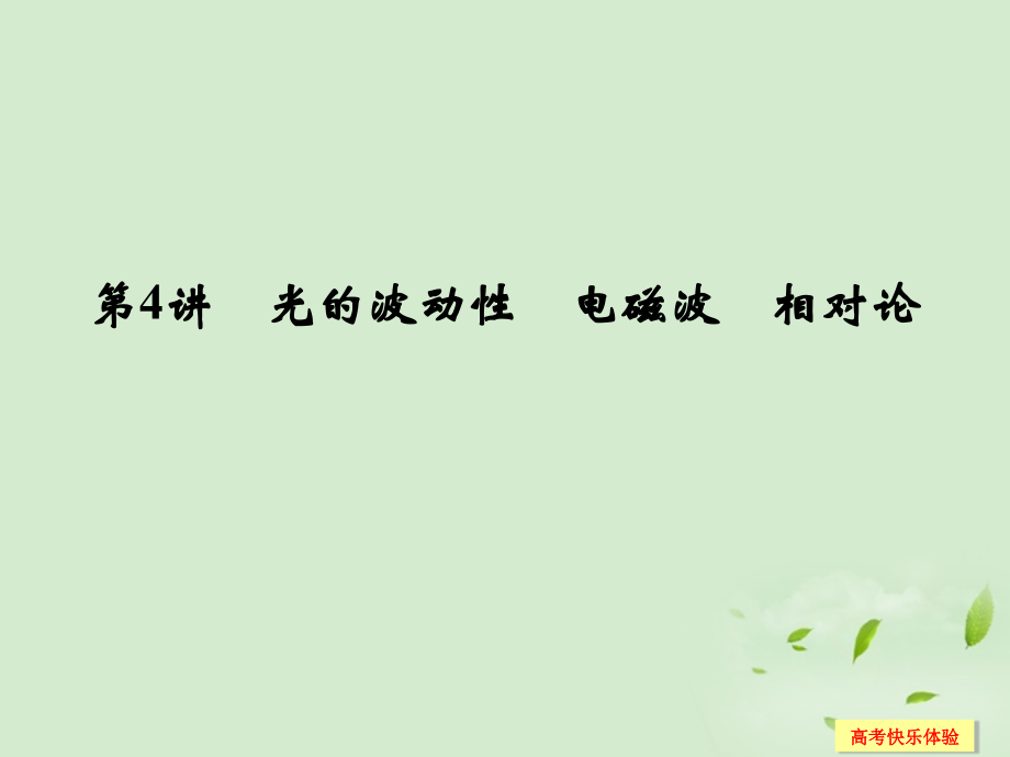 高中物理-第4讲-光的波动性-电磁波-相对论课件-选修3-4.ppt_第1页