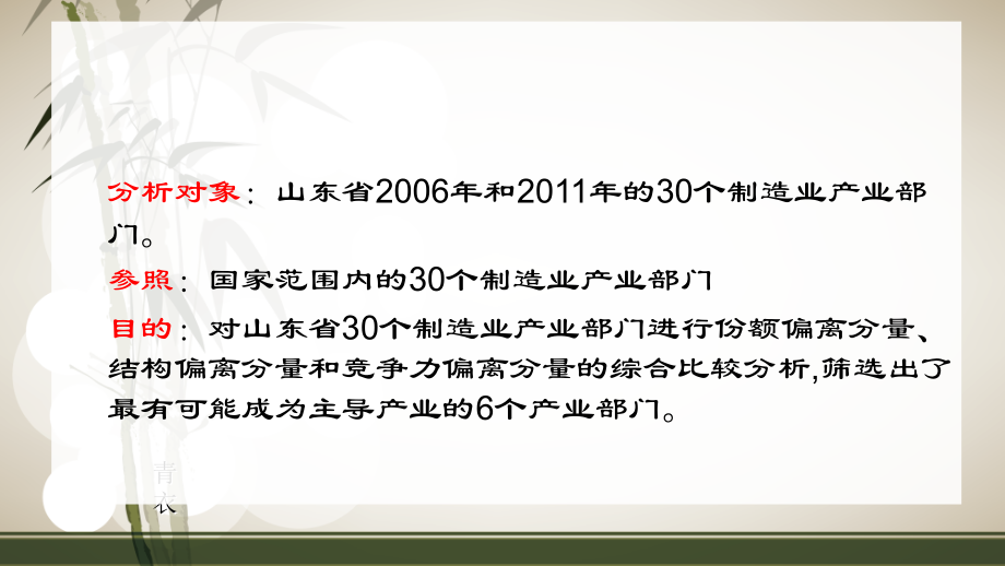 山东省制造业的主导产业选择——基于偏离份额法.ppt_第2页